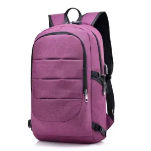 Side view showing the backpack's compartments and straps