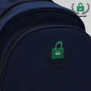 Side view of the custom backpack showing its profile