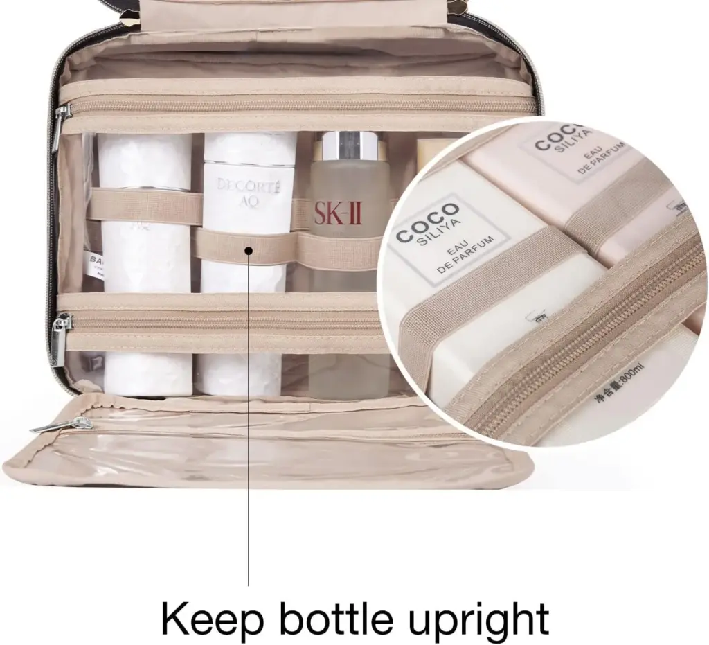 Blue version of the bag showing the interior compartments and brush holders.