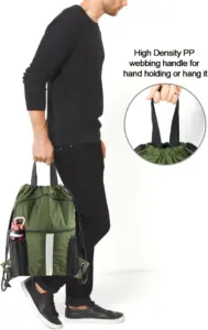 Backpack opened wide showing the large main compartment, big enough for a basketball.