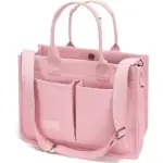 Bossa creuada de lona de múltiples compartiments de color rosa amb mànecs dobles, butxaques frontals, i una corretja de l’espatlla regulable; Personalització OEM/ODM disponible.