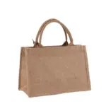 Den store kapacitet Jute Shopping Tote har to håndtag og en rektangulær form, vist på en hvid baggrund, og tilbydes med OEM- og ODM -tilpasningsmuligheder.