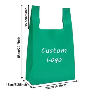 Tote de compras de lona reutilizable con texto con texto de logotipo personalizado; Dispoñible para pedidos OEM/ODM. Tamaño: 58x38x16 cm (22.7x14.8x6.25 in).