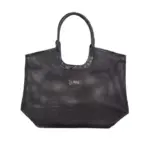 Black Mesh Tote with Detachable Leather Pouch featuring double handles and a small rectangular "LOGO" Oznaka na prednjoj strani, Dostupno za prilagodbu OEM/ODM.