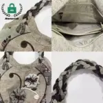 Collage ti' le túumben diseño moda lona Tote yéetel bordado, yéetel detalles florales, jump'éel mango trenzado, yéetel juntúul pooj interior u cremallera.