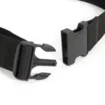 Close-up of the Electrician/Repairer's Canvas Tool Pouch Belt featuring a black nylon strap and an OEM ODM plastic side-release buckle, air a shealltainn gun sgrùdadh.
