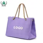 Reusable Heavyweight Canvas Tote Bag with rope handles and "LOGO" Imprimir na frente, mostrado em um fundo branco. Personalização OEM e ODM disponível para marca.
