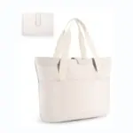 حفرة تسوق غير رسمية للبوليستر القابلة للطي للنساء مع حزام مناسب, متوفر باللون الأبيض, يدعم أوامر OEM و ODM.