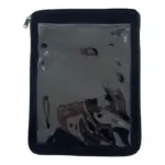 Organisateur de bijoux en velours de luxe avec couvercle transparent montrant des réflexions de surface; Parfait pour la personnalisation OEM ou ODM.