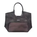 Crna mreža s odvojivom kožnom torbicom, Čvrste crne ručke, prednji džep, and subtle "LOGO" označiti. Oem & ODM customization available to match your brand's needs.