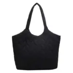 Bolsa acolchoada inchada para mulheres com duas alças, mostrado contra um fundo branco simples. Serviços OEM e ODM oferecidos para designs personalizados.