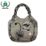 Túumben diseño moda lona Tote yéetel bordado, yéetel manijas trenzadas yéetel loolo'ob nook' decorativa, disponible utia'al u personalización u OEM leti' ODM.