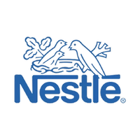 Home 18 Nestlé logo with a bird feeding two chicks in a nest above the word "Nestlé" in blue text, suitable for OEM ODM branding.