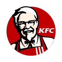 Home 19 KFC logo featuring a smiling man with glasses, white hair, and a red apron on a red circle background, perfect for OEM ODM branding needs.