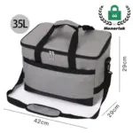 Gris 35L iik' libre picado Picnic Tote yéetel correas negras yéetel almohadilla keléenbal, Buka'aj 42 x 29x 29 ucm, yile' yéetel logotipo Honorisco ka'anal.