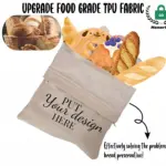 A Cotton Bread Drawstring Shopping Bag labeled "Put Your Design Here," വിവിധ തരംഗങ്ങൾ കൊണ്ട് നിറഞ്ഞു, ഫുഡ്-ഗ്രേഡ് ടിപിയു ഫാബ്രിക് ഉപയോഗിച്ച് നിർമ്മിച്ചതും ഒഇഎം / ഒഡിഎം ഇഷ്ടാനുസൃതമാക്കൽ.