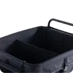 Preciso dunha vivenda de roupa de rodas de estilo hotel baleira cunha papeleira de tecido negro, Marco metálico, e manexas: ideal para a personalización OEM ou ODM.