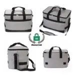 Picnic le iik'o' libre Tote ti' gris ku ye'esik tak kan ángulos, yéetel mangos negros yéetel correa keléenbal ajustable. Personalización u OEM yéetel ODM disponible utia'al u marca personalizada.