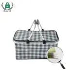 Nobo Diseño Isolado di Picnic Tote ku man di karakterístika un patronchi di cuadra .; inset ta resalta e textura di tela di cerca .. OEM i ODM opcionnan di diseño personalisá disponibel.