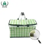 Tote di Picnic di Diseño Nobo den controlnan berde y blanco cu mannan ., zipper tapa, e close-up di material texturisá .. OEM/ODM opcionnan di personalisashon disponibel.