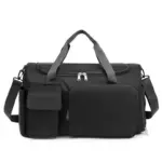 Minimālisma lielas ietilpības ceļojuma tote ar pelēkiem rokturiem, Priekšējās rāvējslēdzēja kabatas, un regulējama pleca siksna. Pieejams ODM/OEM pielāgošanai, lai tas atbilstu jūsu zīmola vajadzībām.