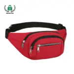 Մինիմալիստ 3-խցիկ Սպորտային գոտկատեղի փաթեթը կարմիրով սեւ կարգավորելի ժապավենով եւ երեք կայծակաճարմանդ գրպանում, ցուցադրված է սպիտակ ֆոնի վրա. OEM եւ ODM անհատականացումը մատչելի է ձեր ապրանքանիշի կարիքների համար.