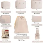 Azụ ahịa na-ebugharị ebugharị ụgbọ ala na-agụnye akpa beige akpa na ọtụtụ nha maka nhazi uwe, akpu ara, uweimeahu, solas, na ịchọ mma.