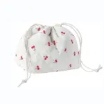 Bag Toiletry Startton Prettring: Pòcaid cuileag geal le clò-bhualadh cherry agus cordaichean taobh ceangailte, ri fhaighinn airson gnàthachadh oem / odm.