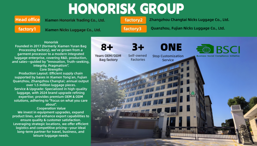 Infographic showing the bag's features: foldable design, spacious compartment, front pocket, and durable material.